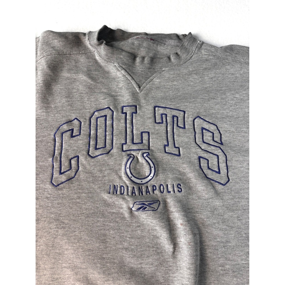 Vintage Reebok Indianapolis Colts Sweatshirt Heather Gray Embroidered NFL